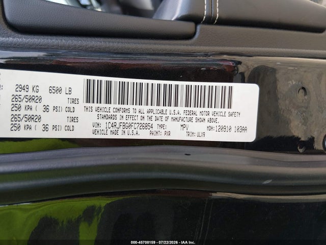 Jeep Grand Cherokee Limited 2015 1C4RJFBG0FC726854 Image 9