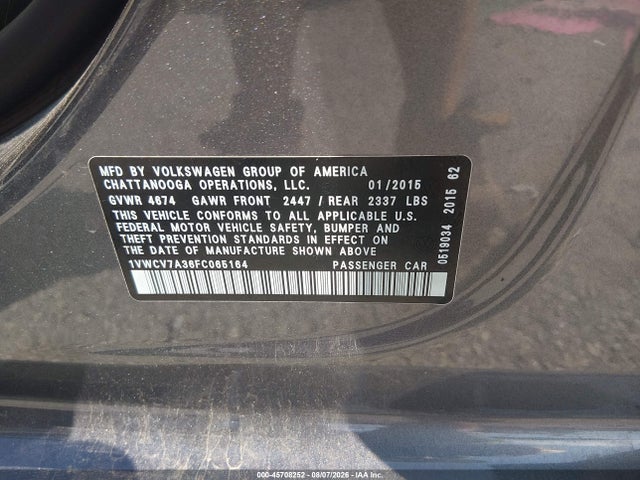 Продаж на аукціоні авто 2015 Volkswagen Passat 2.0l Tdi Sel Premium, vin: 1VWCV7A36FC065164, номер лоту: 45708252