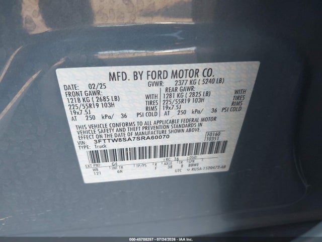 3FTTW8SA7SRA60070 Ford Maverick Lariat