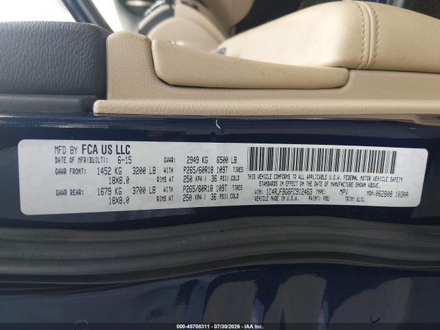 Продажа на аукционе авто 2015 Jeep Grand Cherokee Limited, vin: 1C4RJFBG6FC912463, номер лота: 45708311