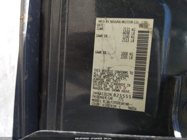 Aukcja sprzedaży 2009 Nissan Maxima 3.5 Sv, vin: 1N4AA51E19C825555, numer aukcji: 45708382