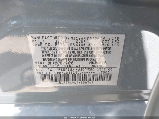 Nissan SENTRA SV 2026 3N1AB9CV6TY238961 Image 9