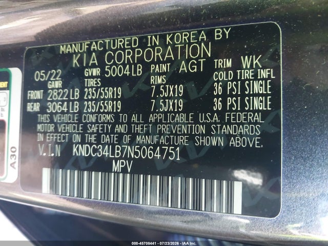 KIA EV6 LIGHT 2022 KNDC34LB7N5064751 Image 9