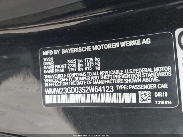 Aukcja sprzedaży 2025 Mini Hardtop Cooper S, vin: WMW23GD03S2W64123, numer aukcji: 45708524