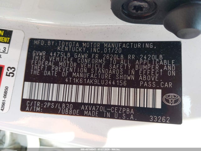 4T1K61AK9LU344156 Toyota CAMRY XSE
