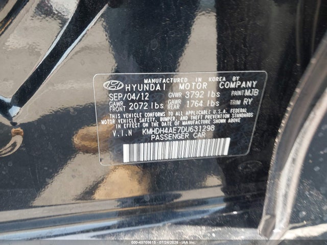 45708615 :رقم المزاد ، KMHDH4AE7DU631298 vin ، 2013 Hyundai Elantra Limited مزاد بيع