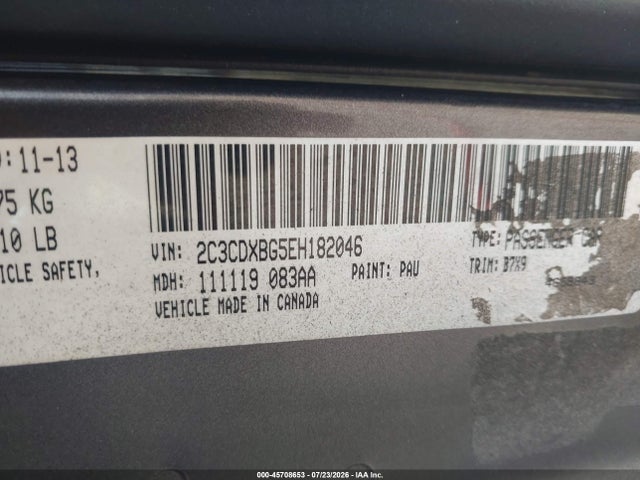 2014 Dodge Charger Se მანქანა იყიდება აუქციონზე, vin: 2C3CDXBG5EH182046, აუქციონის ნომერი: 45708653