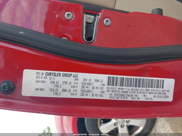 Продажа на аукционе авто 2012 Dodge Journey Sxt, vin: 3C4PDDBG8CT240148, номер лота: 45708700