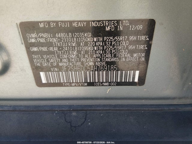 Продаж на аукціоні авто 2010 Subaru Forester 2.5x Limited, vin: JF2SH6DC5AH769185, номер лоту: 45708709