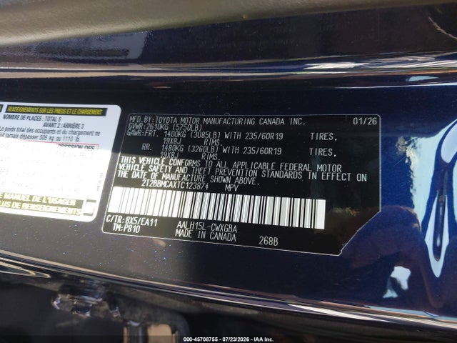 Aukcja sprzedaży 2026 Lexus Rx 350h Premium, vin: 2T2BBMCAXTC123874, numer aukcji: 45708755