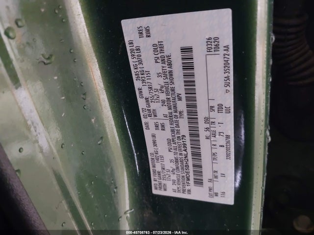 45708763 :رقم المزاد ، 1FMDE5BH2NLA99179 vin ، 2022 Ford Bronco Big Bend مزاد بيع