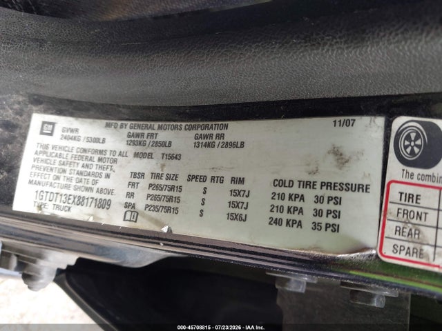 Aukcja sprzedaży 2008 Gmc Canyon Sle2, vin: 1GTDT13EX88171809, numer aukcji: 45708815