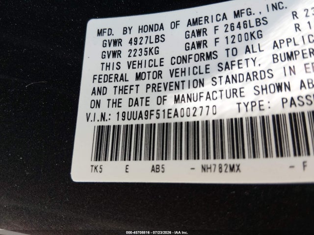 45708816 :رقم المزاد ، 19UUA9F51EA002770 vin ، 2014 Acura Tl 3.7 مزاد بيع