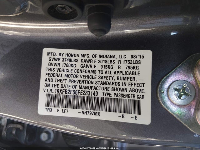 Honda Civic Lx 2015 19XFB2F56FE283149 Image 9