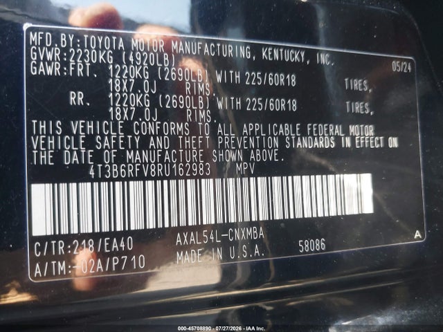 4T3B6RFV8RU162983 Toyota Rav4 Hybrid Xle Premium