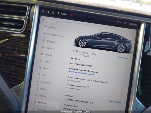 Продажа на аукционе авто 2016 Tesla Model S 60d/70d/75d/85d/90d, vin: 5YJSA1E26GF160756, номер лота: 45708956