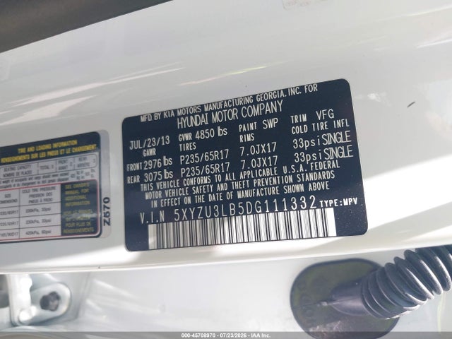 Aukcja sprzedaży 2013 Hyundai Santa Fe Sport, vin: 5XYZU3LB5DG111332, numer aukcji: 45708970