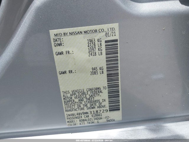 1N4BL4BV9MN318729 Nissan Altima S Fwd