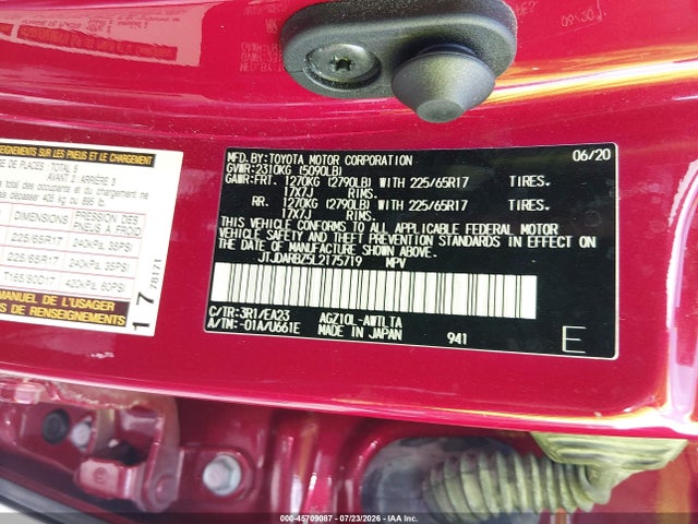 Aukcja sprzedaży 2020 Lexus Nx 300, vin: JTJDARBZ5L2175719, numer aukcji: 45709087