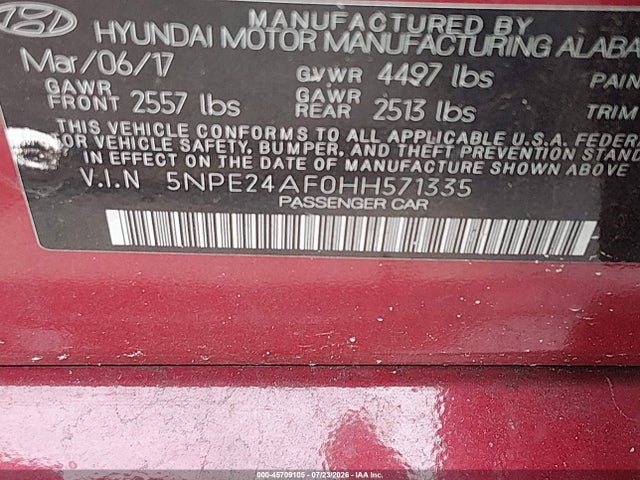 Hyundai SONATA SE 2017 5NPE24AF0HH571335 Image 9