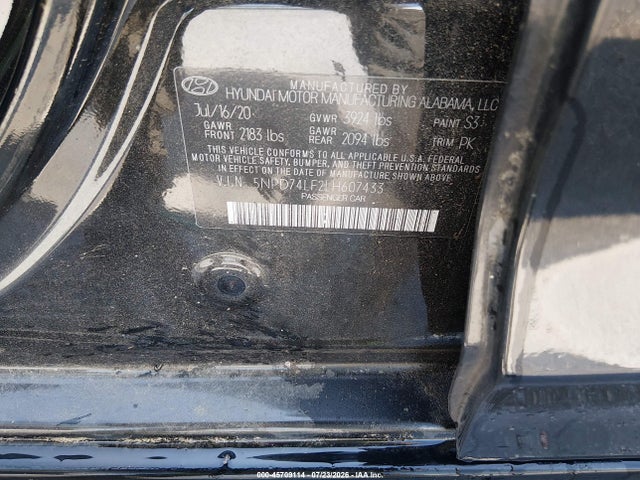 Продаж на аукціоні авто 2020 Hyundai Elantra Se, vin: 5NPD74LF2LH607433, номер лоту: 45709114