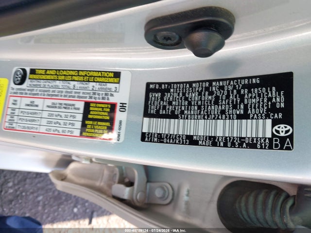 Toyota COROLLA SE 2018 5YFBURHE4JP748310 Image 9