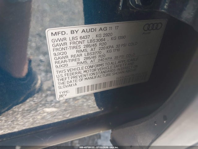 Aukcja sprzedaży 2018 Audi Q7 2.0t Premium, vin: WA1LHAF78JD021862, numer aukcji: 45709133