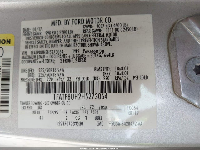 Ford Mustang Ecoboost Premium 2017 1FATP8UH2H5273064 Image 9