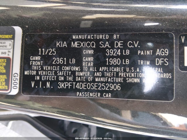 KIA K4 Lxs 2025 3KPFT4DE0SE252906 Image 9