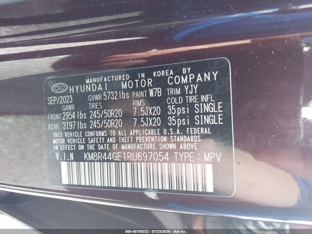2024 Hyundai Palisade Sel მანქანა იყიდება აუქციონზე, vin: KM8R44GE1RU697054, აუქციონის ნომერი: 45709222