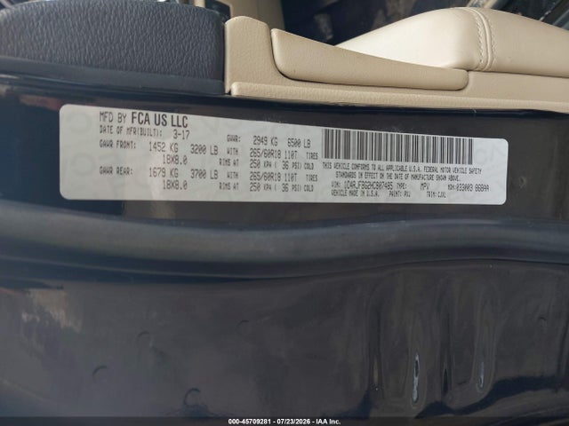 45709281 :رقم المزاد ، 1C4RJFBG2HC807485 vin ، 2017 Jeep Grand Cherokee Limited مزاد بيع