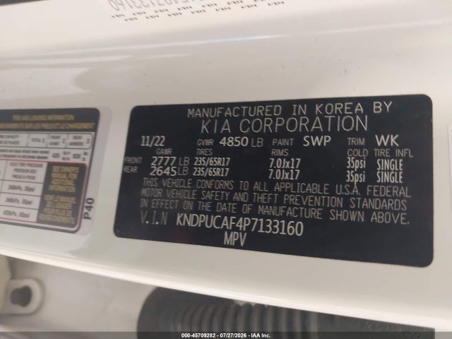 Продажа на аукционе авто 2023 Kia Sportage Lx, vin: KNDPUCAF4P7133160, номер лота: 45709282