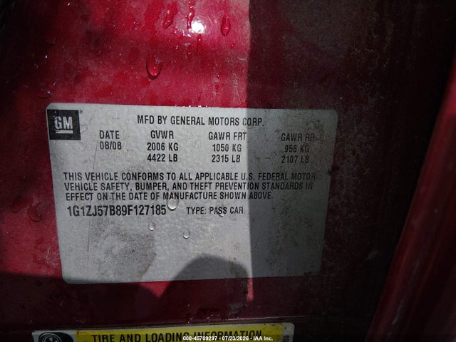 Продаж на аукціоні авто 2009 Chevrolet Malibu Lt, vin: 1G1ZJ57B89F127185, номер лоту: 45709297
