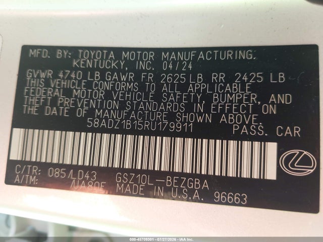 Lexus ES 350 2024 58ADZ1B15RU179911 Image 9