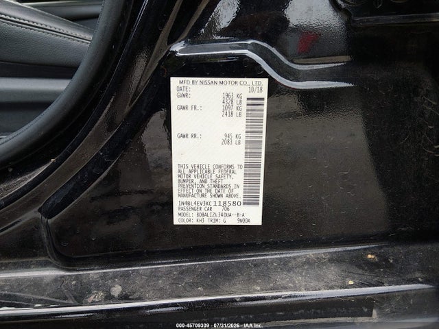 Продаж на аукціоні авто 2019 Nissan Altima 2.5 Sl, vin: 1N4BL4EV3KC118580, номер лоту: 45709309