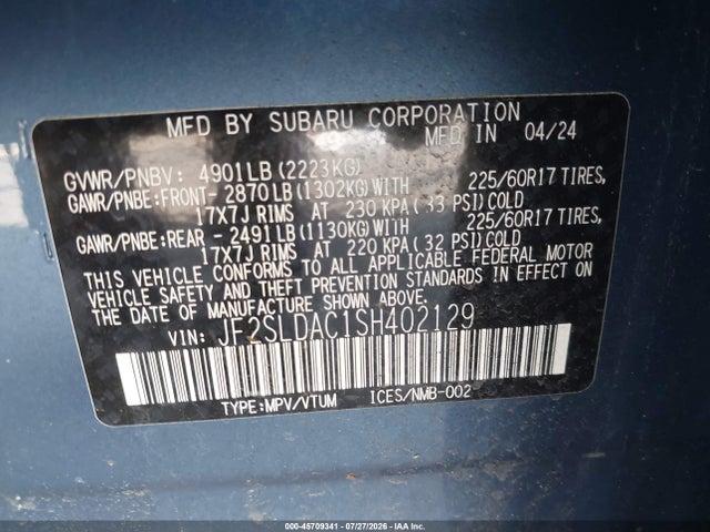 Aukcja sprzedaży 2025 Subaru Forester, vin: JF2SLDAC1SH402129, numer aukcji: 45709341