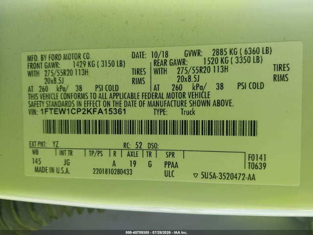 Ford F-150 Xl 2019 1FTEW1CP2KFA15361 Image 9