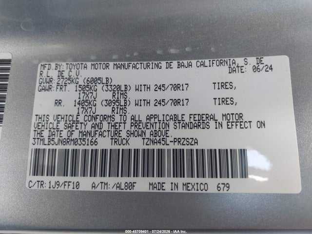 Toyota Tacoma Sr5 2024 3TMLB5JN8RM035166 Image 9