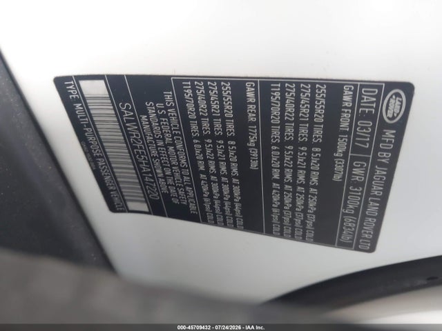 45709432 :رقم المزاد ، SALWR2FE5HA147220 vin ، 2017 Land Rover Range Rover Sport مزاد بيع