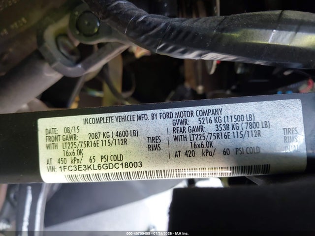 Ford E-350 Stripped 2016 1FC3E3KL6GDC18003 Image 9