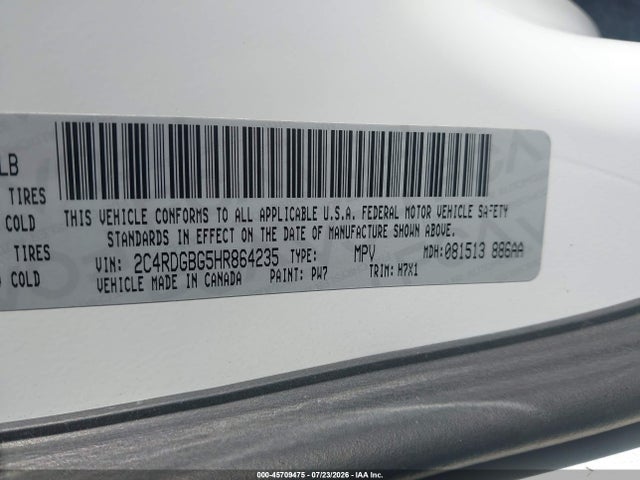Dodge Grand Caravan Se 2017 2C4RDGBG5HR864235 Image 9