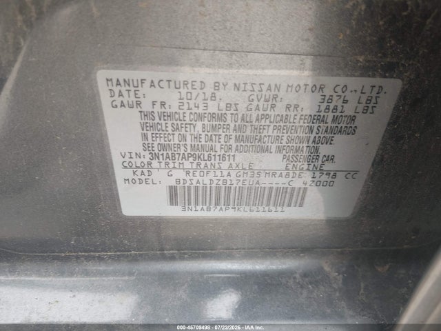 Nissan SENTRA SV 2019 3N1AB7AP9KL611611 Image 9