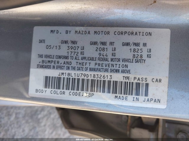 Aukcja sprzedaży 2013 Mazda Mazda3 I Sport, vin: JM1BL1U79D1832613, numer aukcji: 45709505