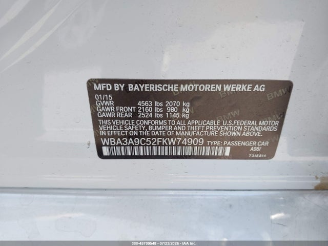 WBA3A9C52FKW74909 BMW 335i