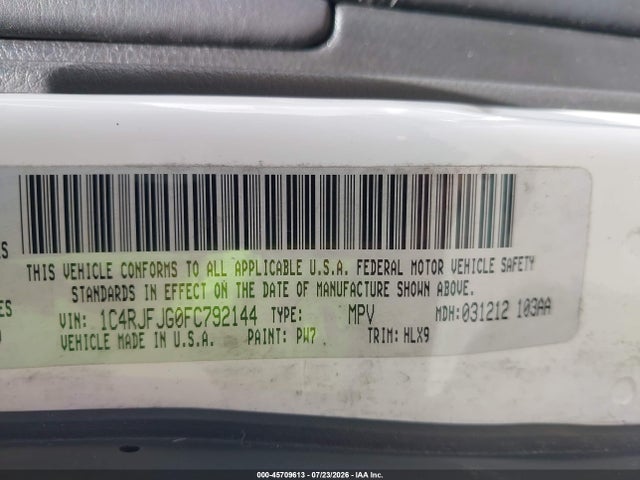 Aukcja sprzedaży 2015 Jeep Grand Cherokee Summit, vin: 1C4RJFJG0FC792144, numer aukcji: 45709613