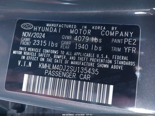 KMHLM4DJ2SU135435 Hyundai Elantra Hybrid Blue