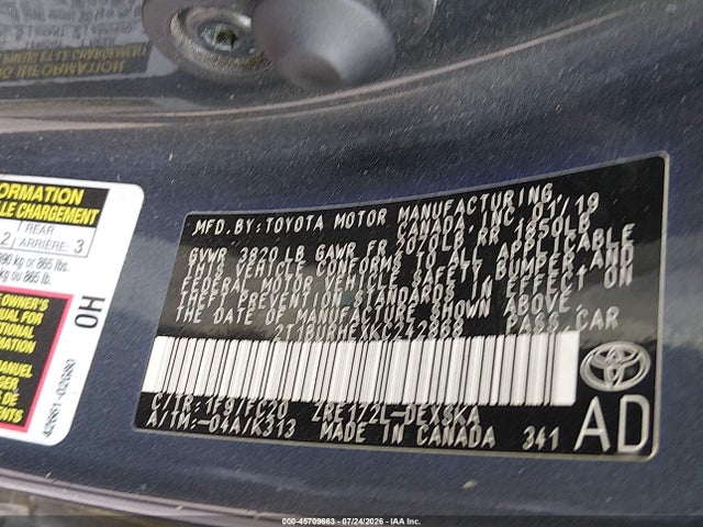 Toyota COROLLA SE 2019 2T1BURHEXKC242868 Image 9