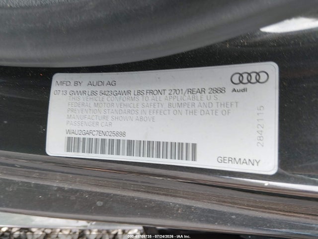 Продажа на аукционе авто 2014 Audi A7 3.0t Premium Plus, vin: WAU2GAFC7EN025898, номер лота: 45709735