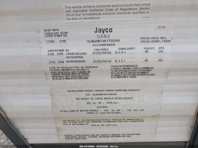 Jayco Jayfl184bh 2019 1UJBJ0BT4K1T20349 Image 9