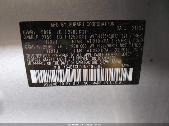 4S4BTGUD1N3196585 Subaru Outback Wilderness